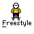 Pixel art character in yellow shirt and blue pants performing various freestyle skateboarding poses on a gray background.