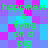 Green text reading 'happiness is flying on a pig' repeats across a pixelated of cyan and magenta squares