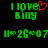 Green pixelated text 'I love Bimmy' with a red heart symbol above the 'y', repeated twice horizontally, and green date-like numbers below.