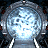A 3x3 contact sheet of animated frames showing a circular stargate-like portal with glowing blue energy patterns and metallic rings, displayed on a dark background with white structural elements.
