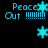 Pixelated cyan text and star shapes on black background with animated star movement.