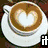 six pixelated images with text overlays forming "it is all around me" and symbols like a coffee cup, heart-shaped smoke, chocolate kiss, anime character, pink fish drawing, and dog holding rose