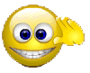 Yellow circular emoji with blue eyes and white teeth, waving hand in three distinct poses across a