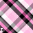 A static pixel art image with a diagonal plaid pattern in pink, white, black, and gray tones.