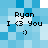 Pixelated blue background with repeated text and symbols in black, showing four identical sections arranged in a layout