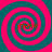 Four identical spirals in pink and teal with the word 'jaine' overlaid on each spiral, arranged in a