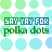 repeating pixel art icons featuring green text and light blue-green polka dots on a white background