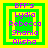 Green square with yellow border containing purple text listing names, with a yellow square outline that changes position across frames.