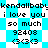 Pixelated text and symbols on a cyan-and-white checkered background with repeated patterns.