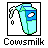 Pixel art icon of a milk carton with spilling liquid, labeled "Cowsmilk" below the image.