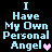 A 4-frame animated contact sheet showing pixelated text "I Have My Own Personal Angel" with heart symbols in different colors across frames, displayed on a black background.