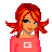 Pixel art character with red-orange hair and blue eyes wearing a pink top with a 'G' logo, shown in multiple poses with 'Burnin HOT' text variations.