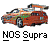 Pixelated static icon of a red sports car with green accents and visible text "NOS Supra" below it on a gray background.