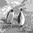 Animated sequence of a penguin-like figure in grayscale, performing sequential movements