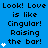 Blue background with repeated black text 'Look! Love is like Cingular! Raising the bar!' and white star symbols in a pattern