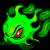 Animated contact sheet of a green glowing cartoon creature with red eyes across multiple frames showing subtle animation changes against dark and gray backgrounds.