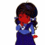 A pixelated cartoon character with dark hair and red face stands on the left side of a contact sheet, while green text reading "Original Icons .com" appears on a dark green background to the right.