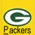 Yellow background with Green Bay Packers logo and text "Packers Rule!!" in pixelated font.