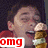 A split-screen image shows a person in red clothing holding an ice cream cone, with text overlays and a grayscale figure below.