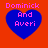 Four identical pixelated heart-shaped icons with blue fill and pink text on a red background, each displaying 'Dominick And Averi' in stacked letters.