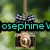 A small camera icon with a bow tie hangs from a string against a green background, displaying text that alternates between 'osephineV' and 'osephineV' in cyan and white.
