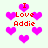 Pixelated pink hearts and red text reading "I Love Addie" on a light background, with multiple heart shapes and text arrangements.
