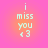 Pixelated text 'i miss you <3' on a pink-to-orange gradient background with four identical static frames.