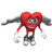 Red heart-shaped character with blue eyes, white gloves, and gray shoes performs a walking animation sequence.