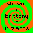 Four identical display a green and orange spiral background with black text reading 'shawn + brittany = 11^29^08' in pixelated font