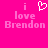 Pixelated pink background with white text reading 'i love Brendon' and a heart symbol above the word 'love', displayed in two identical side-by-side
