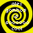 Four identical yellow and black spiral patterns with white text reading 'alex gombos is soooooo cool' arranged in a on a solid black background