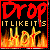 Pixelated static icon with red border, black background, and flame-like text elements in yellow/orange/red hues.