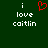 Green background with white text 'i love caitlin' and a red pixelated heart symbol above the word 'love'.