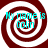 Four identical spiral patterns with white and dark red stripes, each containing cyan text reading "My name is Colin" in a pixelated font.