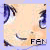 Anime-style face with closed eyes, purple hair strands, and a small red dot on the nose; text 'FAN' appears below.