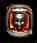 Animated sequence of a metallic helmeted figure with red accents in a rounded frame, showing head and arm movements against dark background.