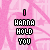 Pixelated text "I WANNA HOLD YOU" on pink background with repeating DNA helix pattern, showing animation variation in the letter 'W' of "WANNA".