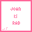 Pixelated pink text on white background with animated dotted lines around 'RAD' in multiple configurations.