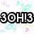 Pixelated icon with bold black text '3@H!3' on white background, surrounded by pastel-colored pixel art shapes in purple, teal, and light blue.