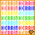 pixelated 'KERRIN' text repeats across colored with a single heart symbol in the bottom-right corner, each bordered by distinct frame colors