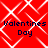 Red background with white diamond lattice pattern and dark blue text reading "Valentines Day" in four quadrants.