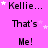 A pink background with repeated text 'Kellie... That's Me!' and white stars, where some stars change position across frames.