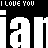 Black background with repeated white text 'iananana' and smaller repeating 'I LOVE YOU' text in green accents, forming a dense pixelated pattern.