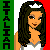 Pixel art contact sheet of six animated frames showing a cartoon princess with long dark hair, white crown, and white dress against Italian flag colors, with vertical text banners reading "ITALIAN PRINCESS" and "PRINCESS ITALIAN".