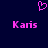 A static pixel art image with a dark blue background, featuring two identical pink text labels and one pink heart symbol above them.