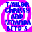 Four identical circular icons with pink and white spiral backgrounds display blue text reading TAYLOR, CHRISSY AND AMANDA BFTD'S.