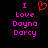Pixelated text and heart symbol on black background, with pink text and red heart in two side-by-side