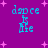 Pixelated cyan text 'dance is life' on purple background with pink starbursts, four identical static frames.