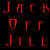 A 3x2 contact sheet of animated frames from a Jack Off Jill buddy icon featuring pixelated character art and red text on black/red backgrounds.