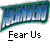 Animated contact sheet showing two identical frames of a blue and green banner icon with text "Fear Us" below it, alongside promotional text for badassbuddy.com.